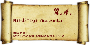 Mihályi Asszunta névjegykártya